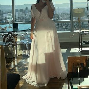 David’s Bridal - FLUTTER SLEEVE FULL SKIRT BRIDESMAID DRESS, Size 10